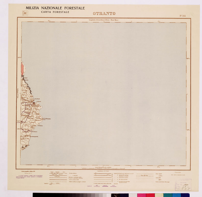 (N:4668) CARTA FORESTALE DEL REGNO D'ITALIA... - Foglio 215 OTRANTO (B0008985) Carte e stampe antiche: riproduzione a colori su carta (formato A1)