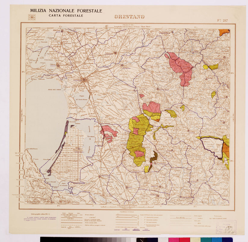 (N:4669) CARTA FORESTALE DEL REGNO D'ITALIA... - Foglio 217 ORISTANO (B0008986) Carte e stampe antiche: riproduzione a colori su carta (formato A1)