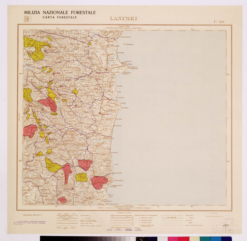 (N:4671) CARTA FORESTALE DEL REGNO D'ITALIA... - Foglio 219 LANUSEI (B0008988) Carte e stampe antiche: riproduzione a colori su carta (formato A1)