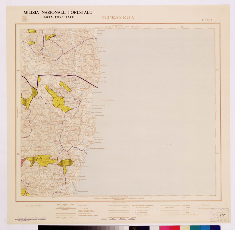 (N:4680) CARTA FORESTALE DEL REGNO D'ITALIA... - Foglio 227 MURAVERA (B0008996) Carte e stampe antiche: riproduzione a colori su carta (formato A1)