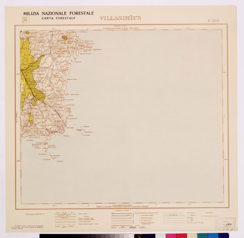 (N:4689) CARTA FORESTALE DEL REGNO D'ITALIA... - Foglio 235 VILLASIMIUS (B0009004) Carte e stampe antiche: riproduzione a colori su carta (formato A1)