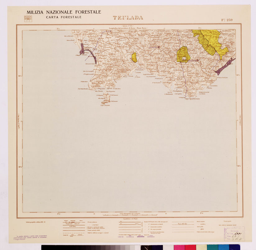 (N:4693) CARTA FORESTALE DEL REGNO D'ITALIA... - Foglio 239 TEULADA (B0009008) Carte e stampe antiche: riproduzione a colori su carta (formato A1)