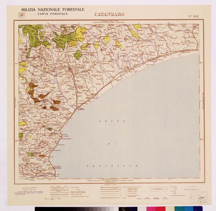 (N:4697) CARTA FORESTALE DEL REGNO D'ITALIA... - Foglio 242 CATANZARO (B0009011) Carte e stampe antiche: riproduzione a colori su carta (formato A1)
