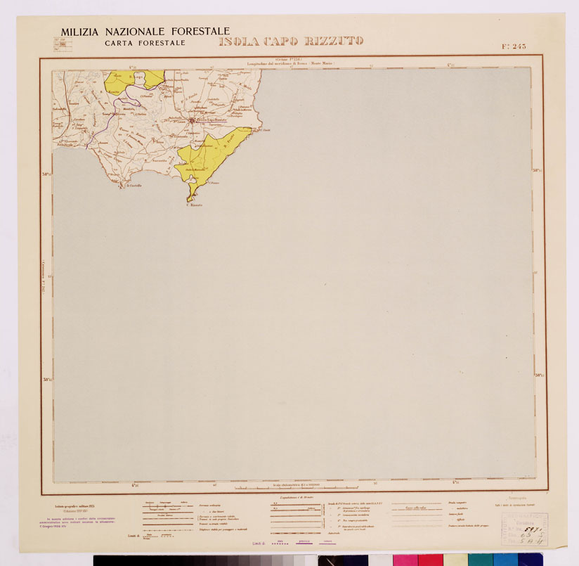 (N:4698) CARTA FORESTALE DEL REGNO D'ITALIA... - Foglio 243 ISOLA CAPO RIZZUTO (B0009012) Carte e stampe antiche: riproduzione a colori su carta (formato A1)