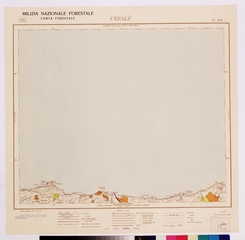 (N:4705) CARTA FORESTALE DEL REGNO D'ITALIA... - Foglio 251 CEFALU' (B0009018) Carte e stampe antiche: riproduzione a colori su carta (formato A1)
