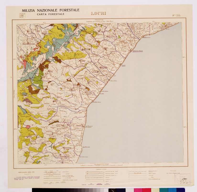 (N:4709) CARTA FORESTALE DEL REGNO D'ITALIA... - Foglio 255 LOCRI (B0009022) Carte e stampe antiche: riproduzione a colori su carta (formato A1)