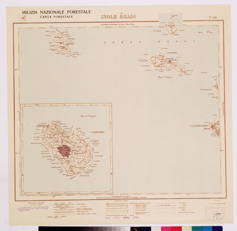 (N:4710) CARTA FORESTALE DEL REGNO D'ITALIA... - Foglio 256 ISOLE EGADI (B0009023) Carte e stampe antiche: riproduzione a colori su carta (formato A1)