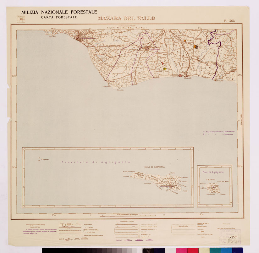 (N:4721) CARTA FORESTALE DEL REGNO D'ITALIA... - Foglio 265 MAZARA DEL VALLO (B0009032) Carte e stampe antiche: riproduzione a colori su carta (formato A1)
