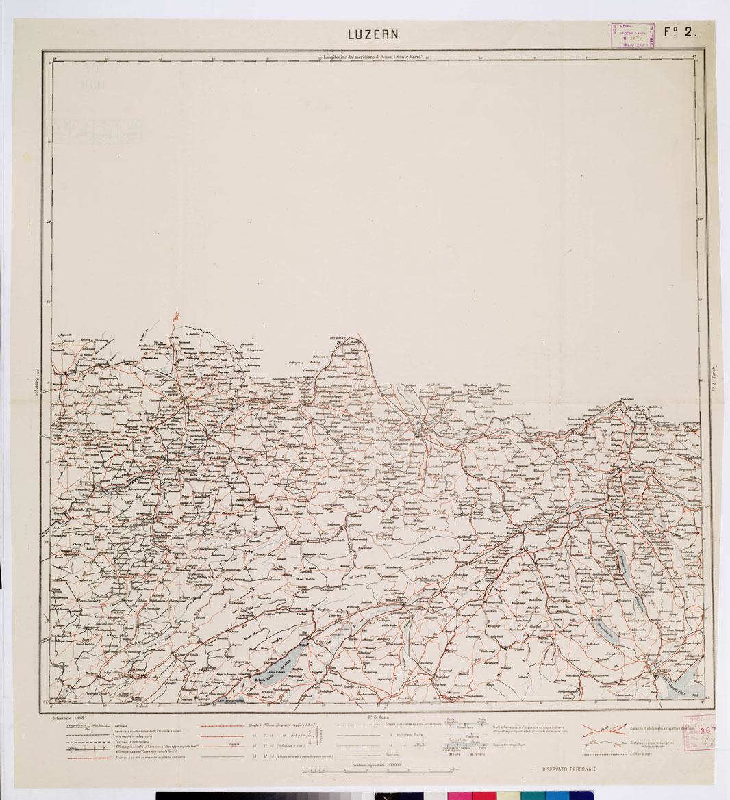 (N:5618) CARTA LOGISTICA D'ITALIA - Foglio 2 LUZZERIN (B0009042) Carte e stampe antiche: riproduzione a colori su carta (formato A1)