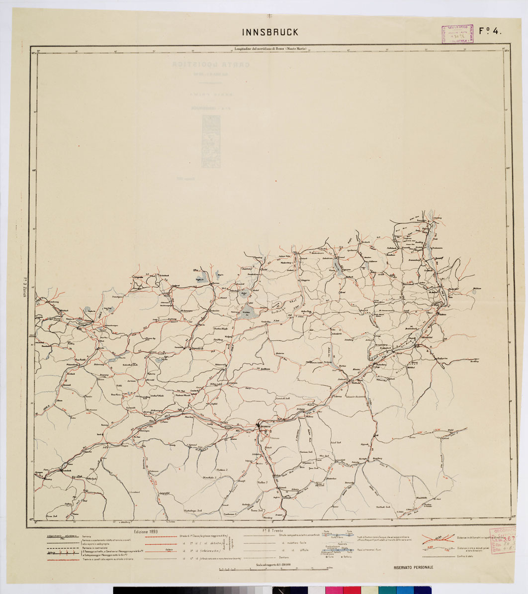 (N:5642) CARTA LOGISTICA D'ITALIA - Foglio 4 INNSBRUCK (B0009044) Carte e stampe antiche: riproduzione a colori su carta (formato A1)