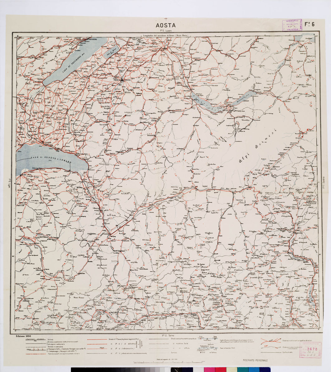 (N:5644) CARTA LOGISTICA D'ITALIA - Foglio 6 AOSTA (B0009046) Carte e stampe antiche: riproduzione a colori su carta (formato A1)
