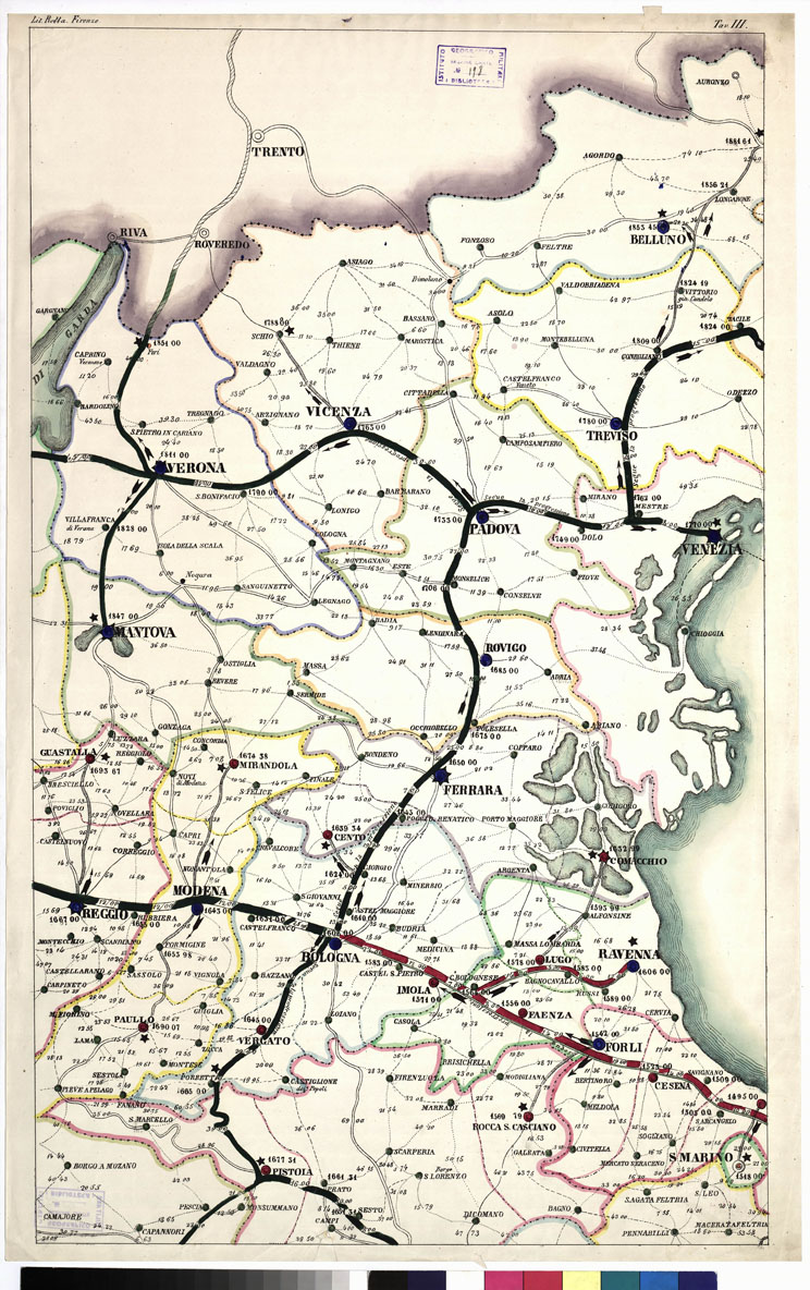(N:5567) CARTA ITINERARIA... - Tavola III (B0009119) Carte e stampe antiche: riproduzione a colori su carta (formato A1)