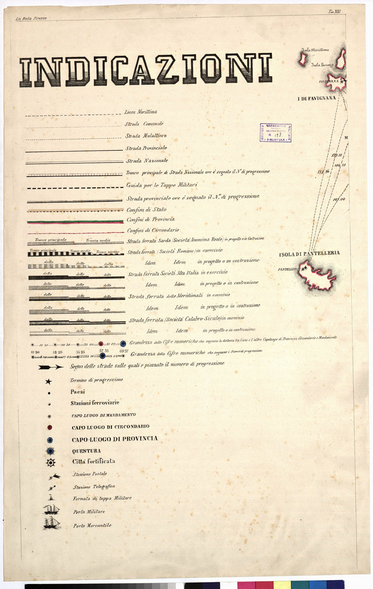 (N:5585) CARTA ITINERARIA... - Tavola XXI (B0009137) Carte e stampe antiche: riproduzione a colori su carta (formato A1)