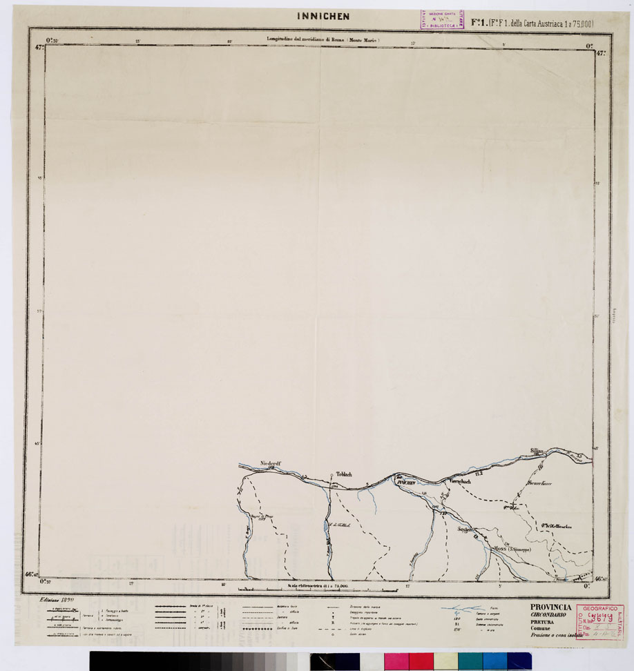 (N:5505) CARTA ITINERARIA PER GLI ALPINI - Foglio 1 INNICHEN... (B0009142) Carte e stampe antiche: riproduzione a colori su carta (formato A1)