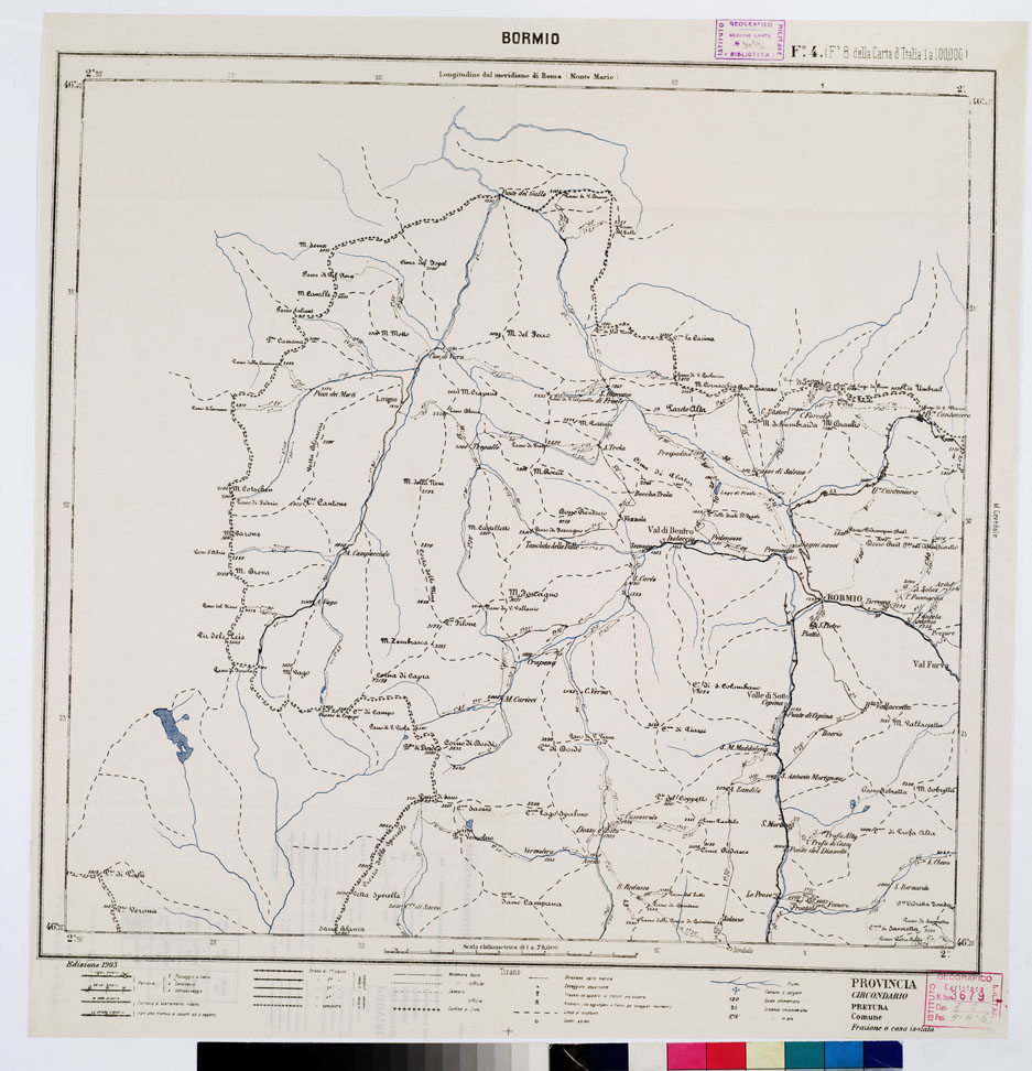 (N:5538) CARTA ITINERARIA PER GLI ALPINI - Foglio 4 BORMIO... (B0009145) Carte e stampe antiche: riproduzione a colori su carta (formato A1)