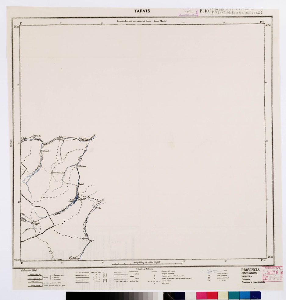 (N:5506) CARTA ITINERARIA PER GLI ALPINI - Foglio 10 TARVIS... (B0009151) Carte e stampe antiche: riproduzione a colori su carta (formato A1)