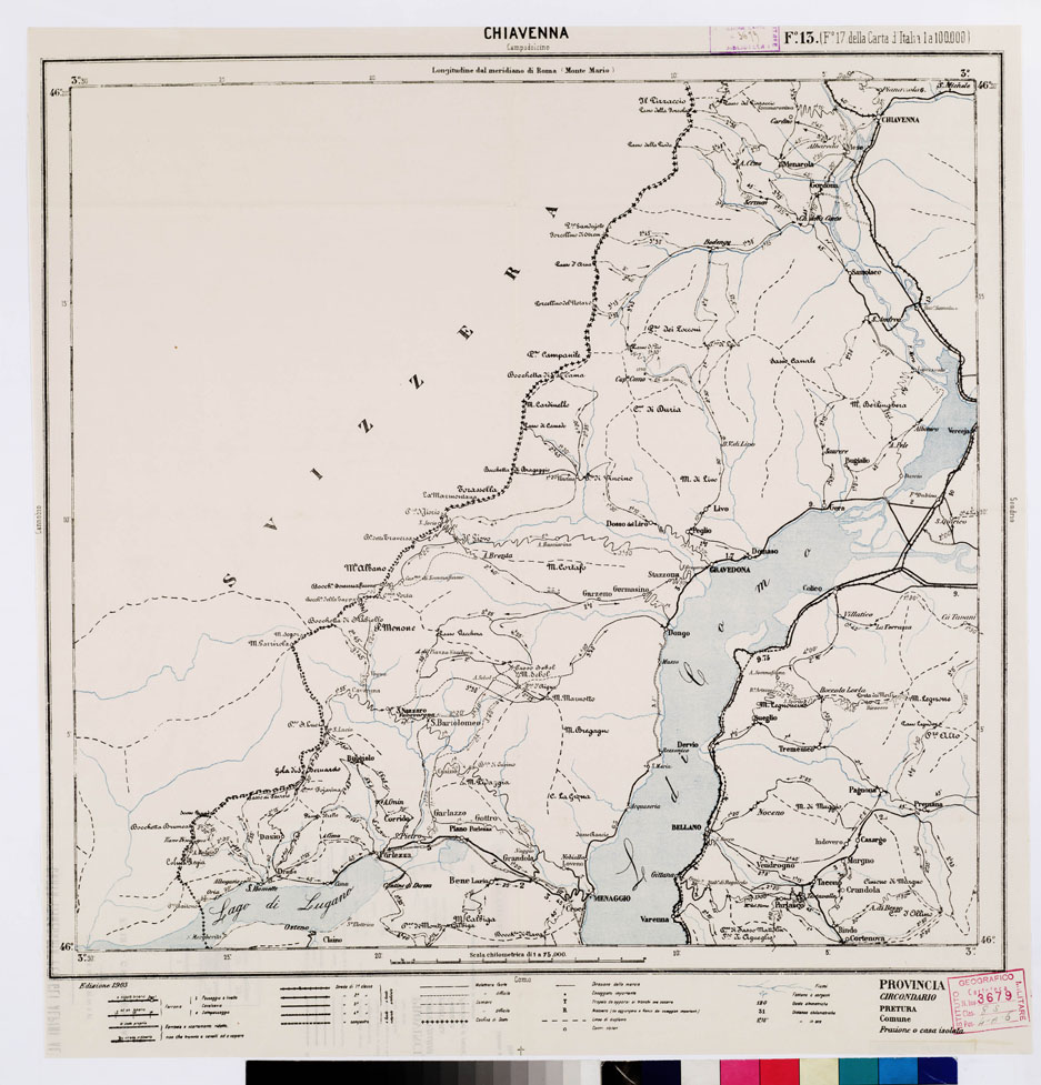 (N:5509) CARTA ITINERARIA PER GLI ALPINI - Foglio 13 CHIAVENNA (B0009154) Carte e stampe antiche: riproduzione a colori su carta (formato A1)