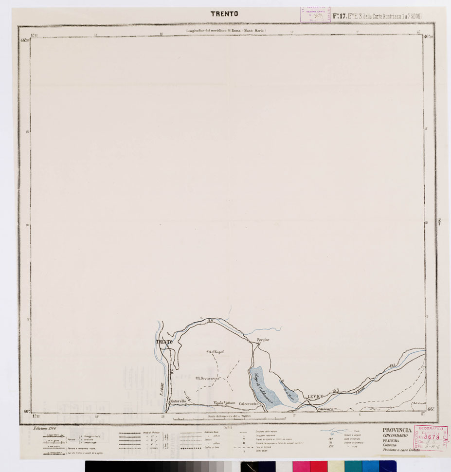 (N:5513) CARTA ITINERARIA PER GLI ALPINI - Foglio 17 TRENTO (B0009158) Carte e stampe antiche: riproduzione a colori su carta (formato A1)