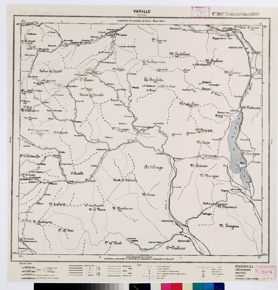 (N:5523) CARTA ITINERARIA PER GLI ALPINI - Foglio 26 VARALLO (DOMODOSSOLA) (B0009167) Carte e stampe antiche: riproduzione a colori su carta (formato A1)