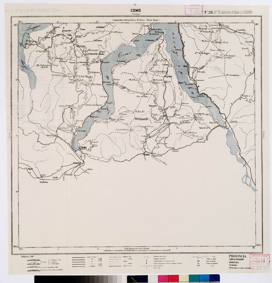 (N:5525) CARTA ITINERARIA PER GLI ALPINI - Foglio 28 COMO (B0009169) Carte e stampe antiche: riproduzione a colori su carta (formato A1)