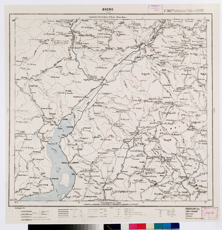 (N:5528) CARTA ITINERARIA PER GLI ALPINI - Foglio 30 BERGAMO (SONDRIO) (B0009171) Carte e stampe antiche: riproduzione a colori su carta (formato A1)