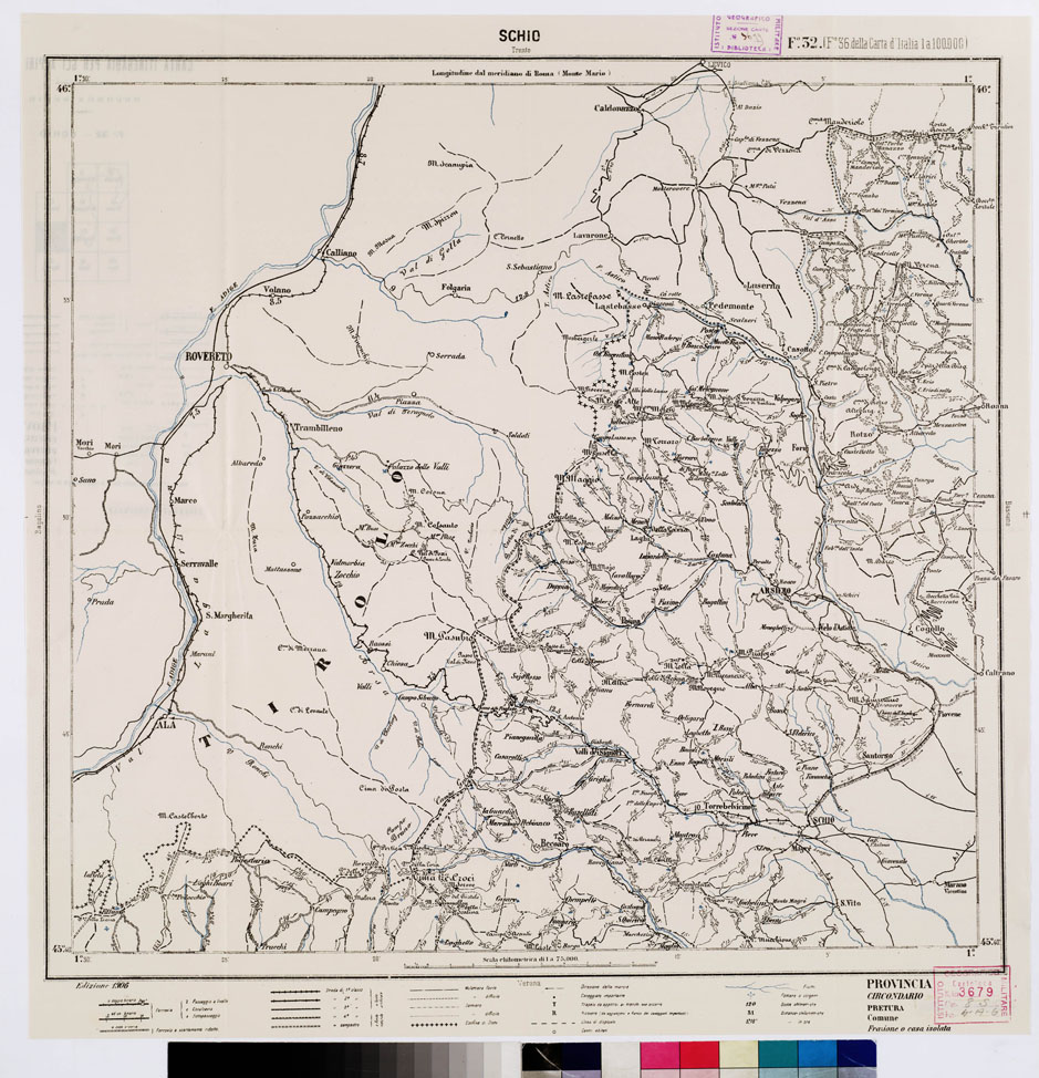 (N:5530) CARTA ITINERARIA PER GLI ALPINI - Foglio 32 SCHIO (B0009173) Carte e stampe antiche: riproduzione a colori su carta (formato A1)