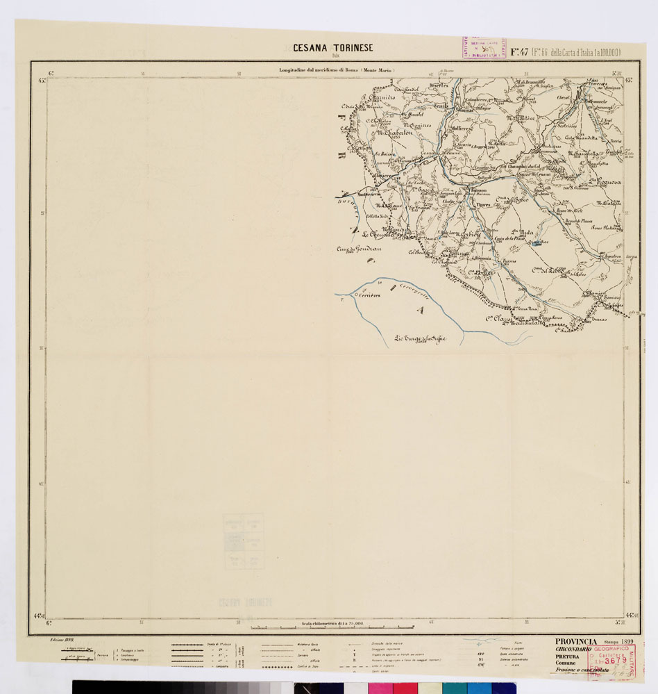 (N:5546) CARTA ITINERARIA PER GLI ALPINI - Foglio 47 CESANA-TORINESE (OULX) (B0009188) Carte e stampe antiche: riproduzione a colori su carta (formato A1)