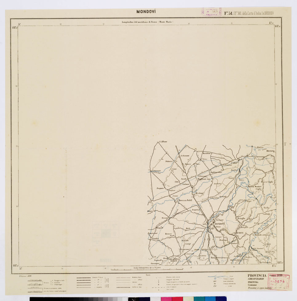 (N:5551) CARTA ITINERARIA PER GLI ALPINI - Foglio 51 MONDOVI' (B0009192) Carte e stampe antiche: riproduzione a colori su carta (formato A1)