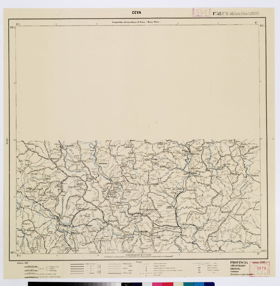 (N:5552) CARTA ITINERARIA PER GLI ALPINI - Foglio 52 CEVA (B0009193) Carte e stampe antiche: riproduzione a colori su carta (formato A1)