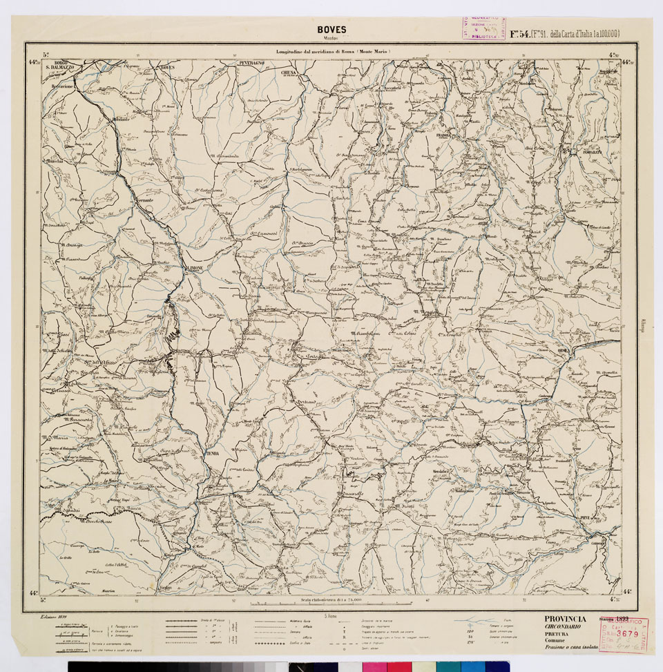 (N:5554) CARTA ITINERARIA PER GLI ALPINI - Foglio 54 BOVES (MONDOVI') (B0009195) Carte e stampe antiche: riproduzione a colori su carta (formato A1)