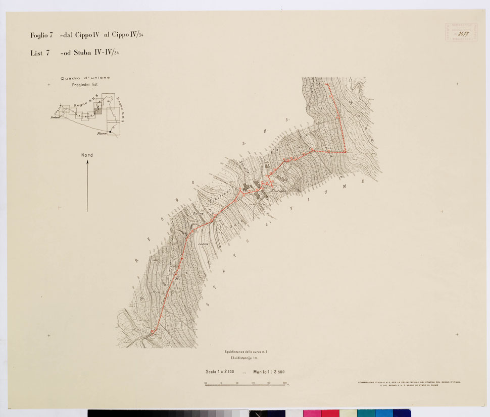 (N:15249) RILIEVO DELLA LINEA DI CONFINE DELLO STATO DI FIUME - Foglio 7 DAL CIPPO IV AL CIPPO IV/34 (B0009206) Carte e stampe antiche: riproduzione a colori su carta (formato A1)