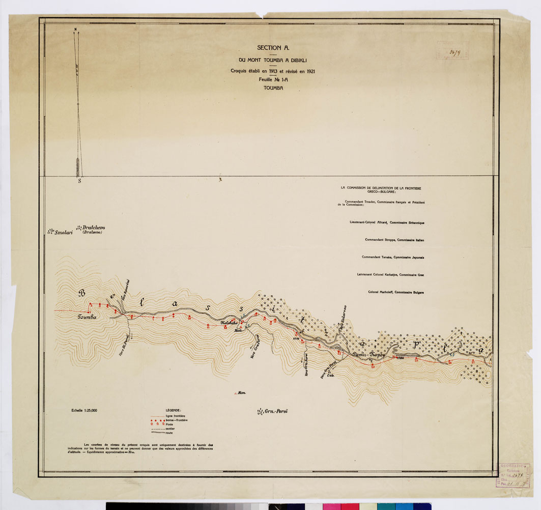 (N:11348) TRAITE DE NEUILLY SUR SEINE DU 27 NOV. 1919 COMMISSION DE DELIMITATION DE LA FRONTIERE GRECO-BULGARE - FEUILLE N. 1A TOUMBA (B0009224) Carte e stampe antiche: riproduzione a colori su carta (formato A1)
