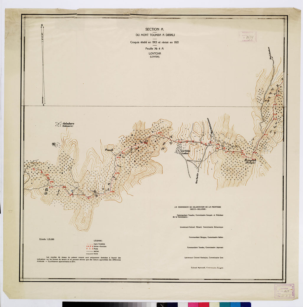 (N:11336) TRAITE DE NEUILLY SUR SEINE DU 27 NOV. 1919 COMMISSION DE DELIMITATION DE LA FRONTIERE GRECO-BULGARE - FEUILLE N. 4A LOVTCHA (B0009227) Carte e stampe antiche: riproduzione a colori su carta (formato A1)