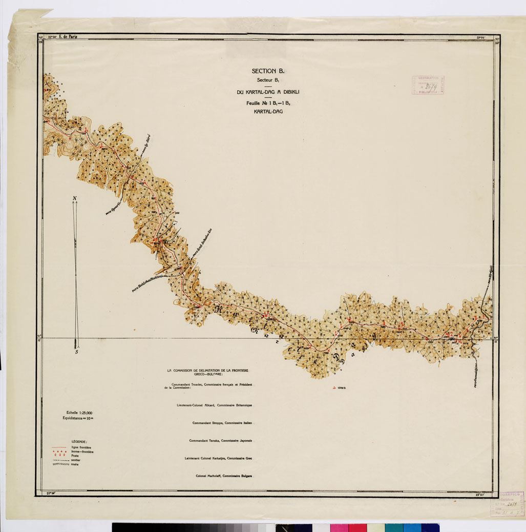 (N:11359) TRAITE DE NEUILLY SUR SEINE DU 27 NOV. 1919 COMMISSION DE DELIMITATION DE LA FRONTIERE GRECO-BULGARE - FEUILLE N. 1 B1-1 B2 KARTAL-DAG (B0009231) Carte e stampe antiche: riproduzione a colori su carta (formato A1)