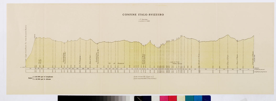 (N:3429) CARTA DELLA LINEA DI CONFINE E ZONE LIMITROFE SETTORE PIZ-LAT CIMA GARIBALDI - CONFINE ITALO SVIZZERO - SEZIONE 1 (B0009276) Carte e stampe antiche: riproduzione a colori su carta (formato A1)