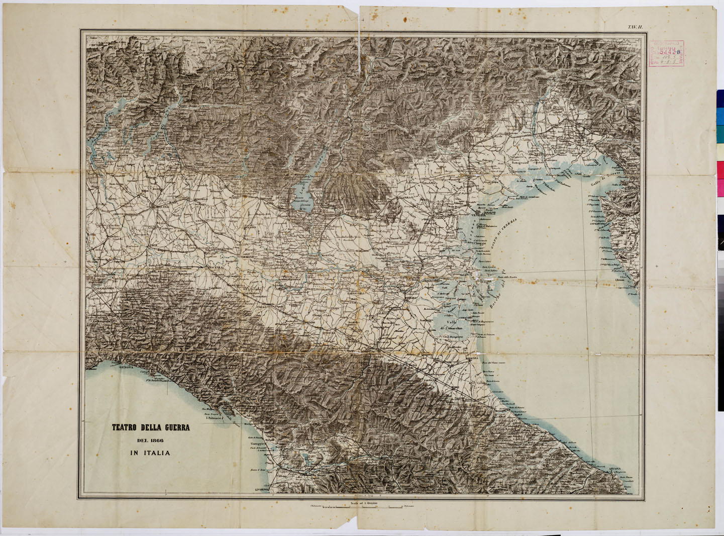 (N:16425) TEATRO DELLA GUERRA DEL 1866 IN ITALIA - Tavola II (B0009282) Carte e stampe antiche: riproduzione a colori su carta (formato A1)
