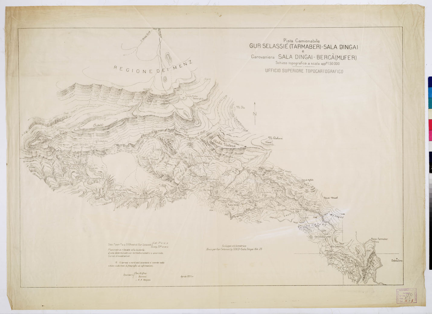 (N:14045) PISTA CAMIONABILE GUR SELASSIE' (TARMABEZ SALA DENGA)... (B0009295) Carte e stampe antiche: riproduzione a colori su carta (formato A1)