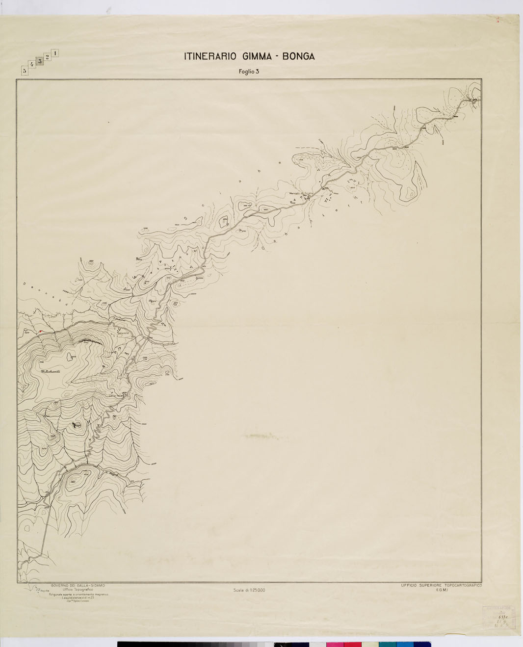 (N:11089) ITINERARIO GIMMA-BOMGA - Governo dei Galla Sidamo - Foglio 3 (B0009299) Carte e stampe antiche: riproduzione a colori su carta (formato A1)