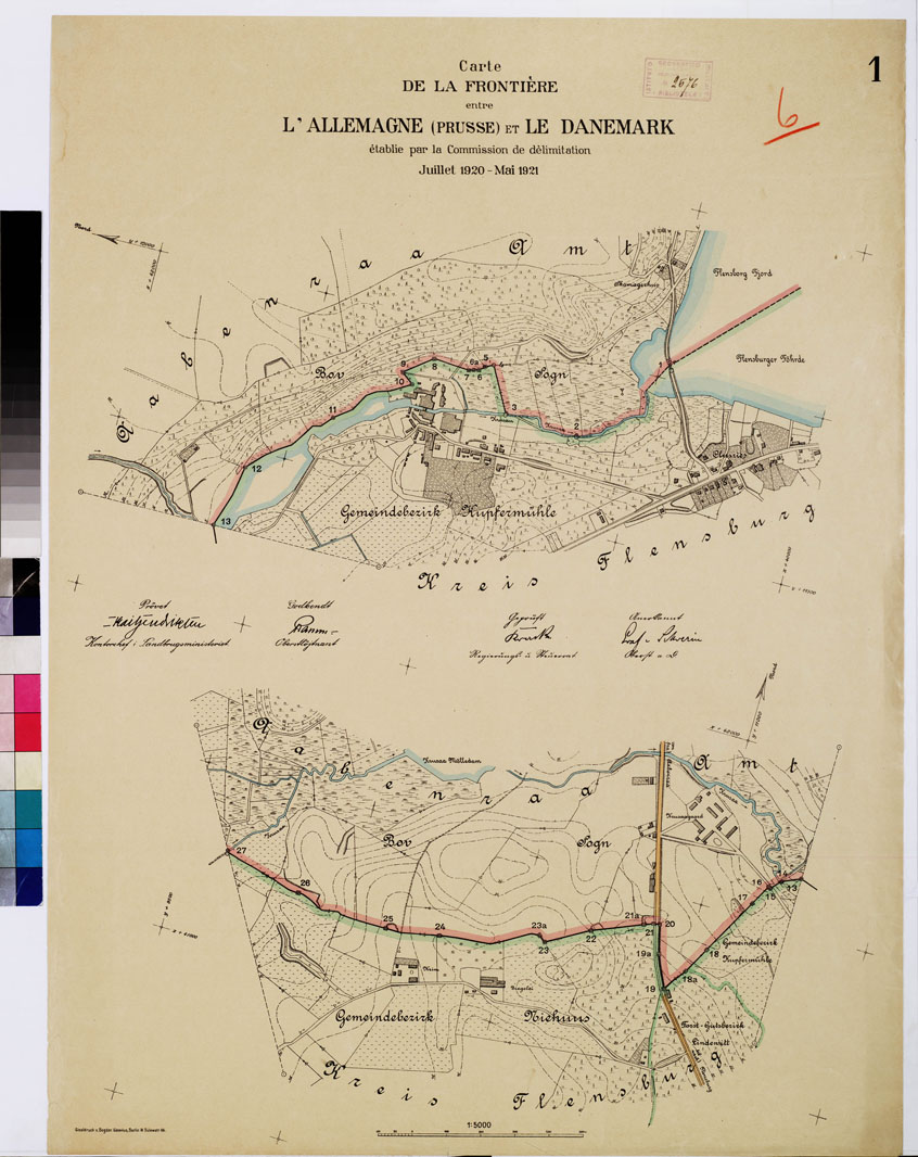 (N:8376) CARTE DE LA FRONTIERE ENTRE L'ALLEMAGNE (PRUSSE) ET LE DANEMARK - E TABLIE PAR LA COMMISSION DE DELIMITATION - Foglio 6 (B0009309) Carte e stampe antiche: riproduzione a colori su carta (formato A1)