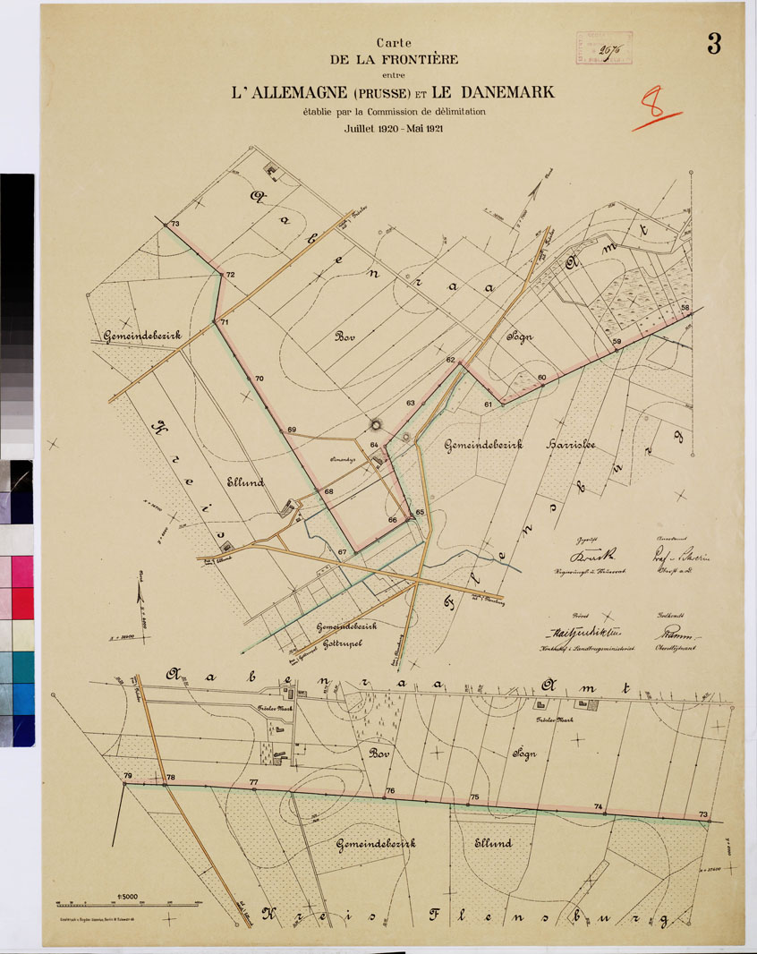 (N:8378) CARTE DE LA FRONTIERE ENTRE L'ALLEMAGNE (PRUSSE) ET LE DANEMARK - E TABLIE PAR LA COMMISSION DE DELIMITATION - Foglio 8 (B0009311) Carte e stampe antiche: riproduzione a colori su carta (formato A1)