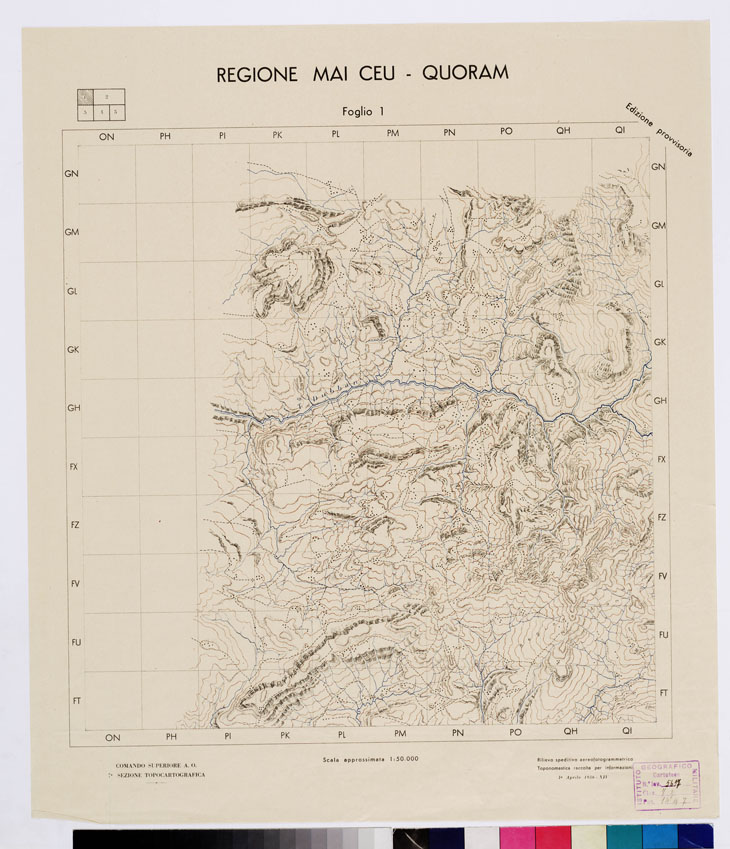 (N:14684) REGIONE MAI CEU QUORAM - Foglio 1 (B0009364) Carte e stampe antiche: riproduzione a colori su carta (formato A1)