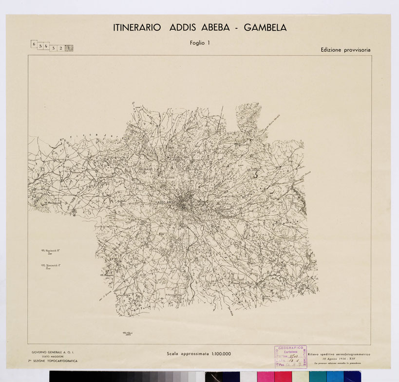 (N:11027) ITINERARIO ADDIS-ABEBA GAMBELA - Foglio 1 (B0009374) Carte e stampe antiche: riproduzione a colori su carta (formato A1)