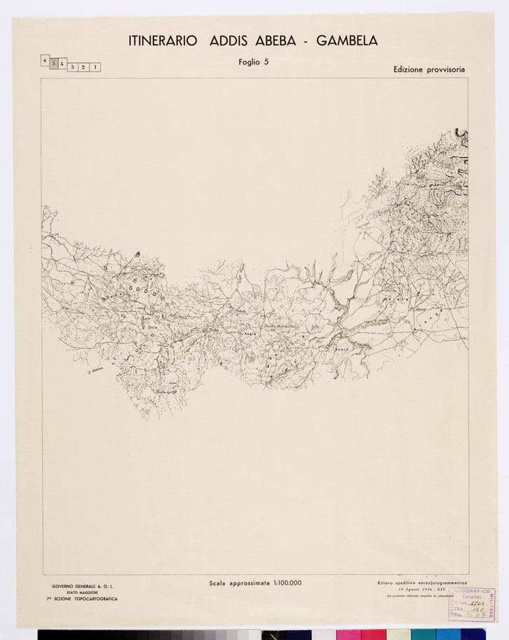 (N:11030) ITINERARIO ADDIS-ABEBA GAMBELA - Foglio 5 (B0009377) Carte e stampe antiche: riproduzione a colori su carta (formato A1)