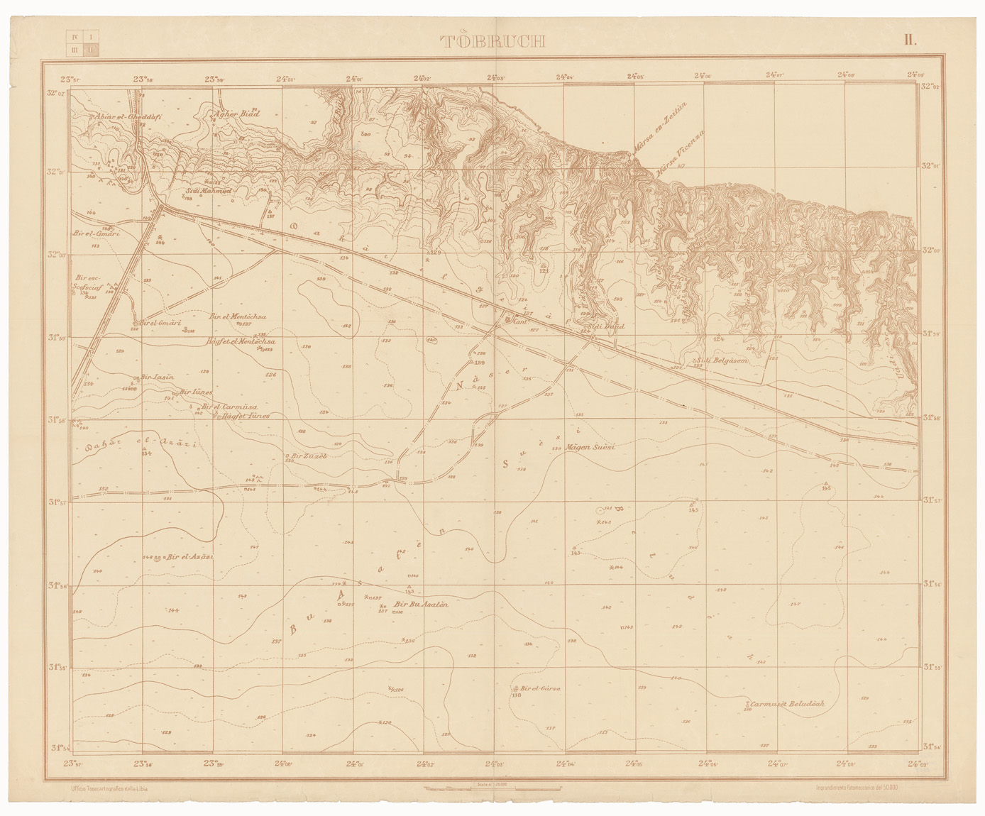 (N:4073) CARTA DI TOBRUK E DINTORNI - Foglio 2 (B0009497) Carte e stampe antiche: riproduzione a colori su carta (formato A1)