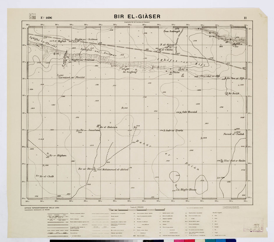 (N:3747) CARTA DELLA ZONA DI TOBRUK - BIR EL - GIASER Foglio 1696 II (B0009504) Carte e stampe antiche: riproduzione a colori su carta (formato A1)