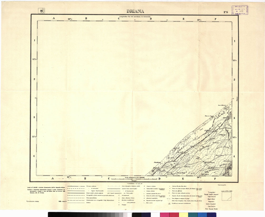 (N:2869) CARTA DELLA CIRENAICA - DRIANA Foglio 6 (B0009517) Carte e stampe antiche: riproduzione a colori su carta (formato A1)