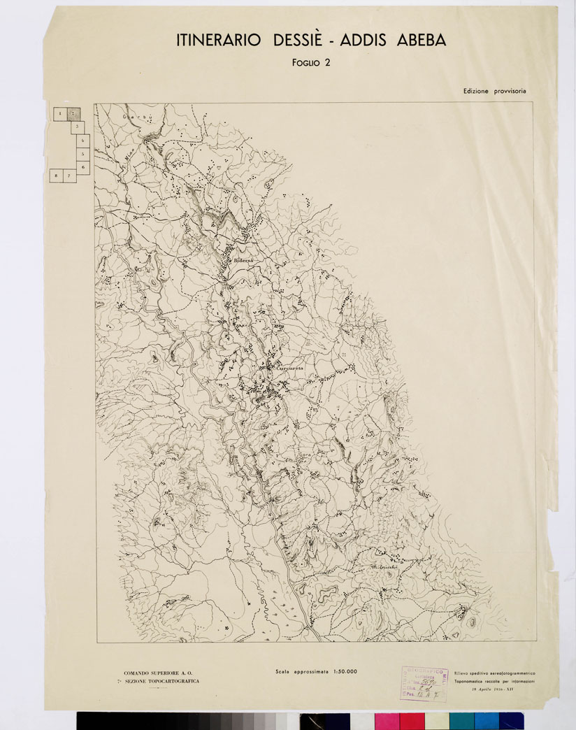 (N:11077) ITINERARIO DESSIE'- ADDIS ABEBA - Foglio 2 (B0009563) Carte e stampe antiche: riproduzione a colori su carta (formato A1)