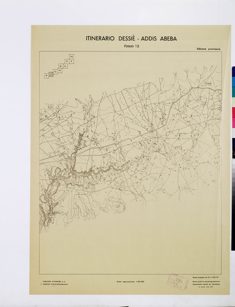 (N:11075) ITINERARIO DESSIE'- ADDIS ABEBA - Foglio 15 (B0009576) Carte e stampe antiche: riproduzione a colori su carta (formato A1)