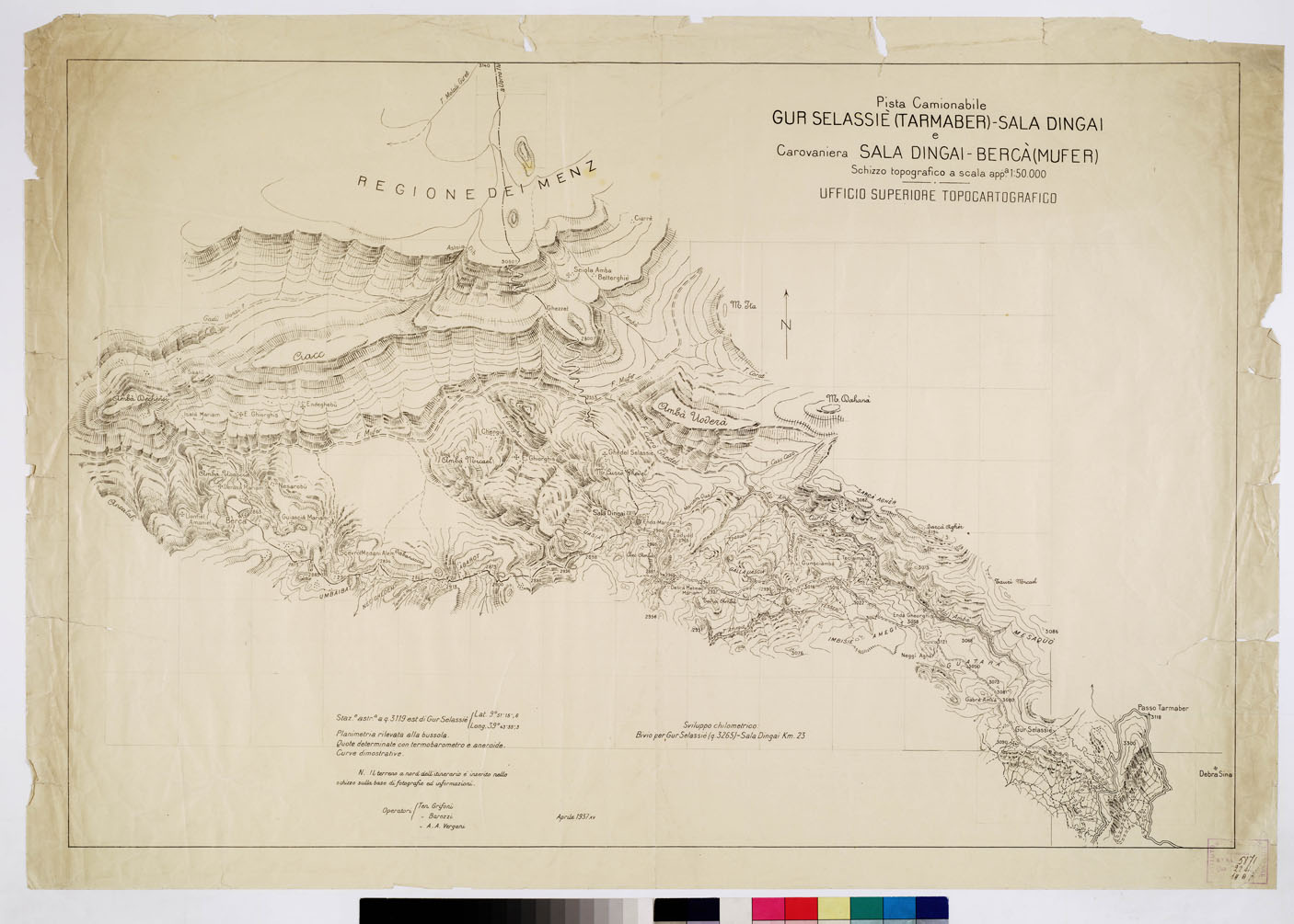 (N:14046) PISTA CAMIONABILE GUR SELASSIE' (TARMABER) - SALA DINGAI E CAROVANIERA SALA DINGAI - BERCA' (MUFER) (B0009694) Carte e stampe antiche: riproduzione a colori su carta (formato A1)