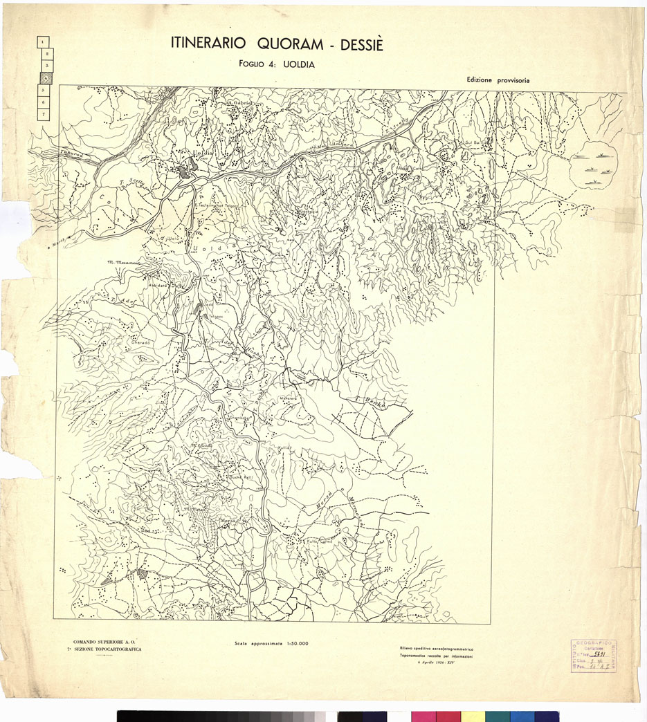 (N:11104) ITINERARIO QUORAM - DESSIE'- Foglio 4 - UOLDIA (B0009701) Carte e stampe antiche: riproduzione a colori su carta (formato A1)